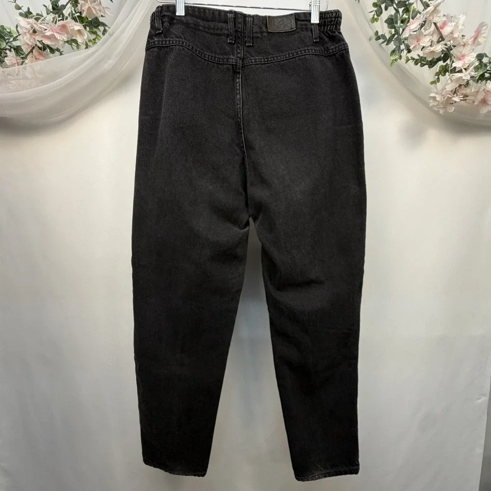 VTG Lee Women's Coal Wash Black Elastic Waist Band Jeans Size 14Med (34x31)
